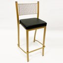 Ver imagem 5 de Banqueta Média para Balcão Empilhável Kit 4 Unidades Cor Dourado Fosco Assento Preto Altura 65cm