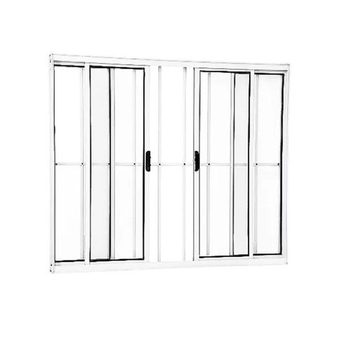 Janela de Alumínio Abertura Central 4 Folhas com Grade 100x150cm Branco Allo Esquadrias