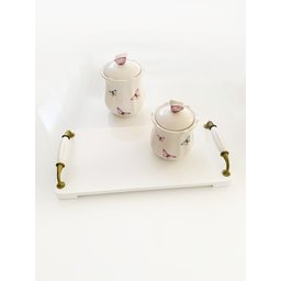 Pote Wolff Borboletas de Porcelana com Tampa Branco 350 ml - 5