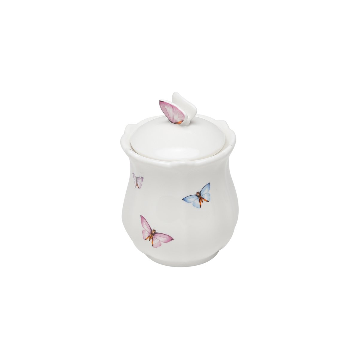 Pote Wolff Borboletas de Porcelana com Tampa Branco 350 ml - 3