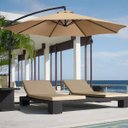 Ver imagem 2 de Ombrelone Articulado Guarda Sol de Praia Jardim Lateral 3 Metros Bege Base 60l Rm Decor