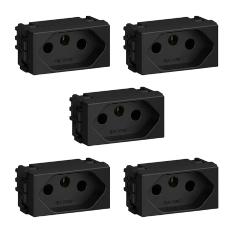 Kit C/5 Módulos Tomada 2p+t 10a/250v Weg Refinatto Preto