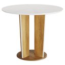 Ver imagem 3 de Mesa de Jantar Ana 135cm Redonda VIDRO18MM Cinamomo Off White com Kit 4 Cadeiras Ana Linho Bege - Va