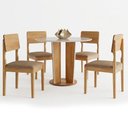 Ver imagem 2 de Mesa de Jantar Ana 135cm Redonda VIDRO18MM Cinamomo Off White com Kit 4 Cadeiras Ana Linho Bege - Va