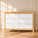Ver imagem 1 de Cômoda 6 Gavetas Madeira Maciça e MDF Cor Branco com Carvalho Malva