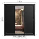 Ver imagem 3 de Guarda-Roupa Casal Madesa Lyon Plus 3 Portas de Correr com Espelho 4 Gavetas Preto Cor:Preto