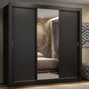 Ver imagem 1 de Guarda-Roupa Casal Madesa Lyon Plus 3 Portas de Correr com Espelho 4 Gavetas Preto Cor:Preto