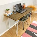 Ver imagem 2 de Mesa para Escritório de Ferro e Madeira 120cm Hairpin Industrial Tabaco e Branco