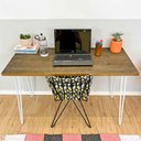 Ver imagem 3 de Mesa para Escritório de Ferro e Madeira 120cm Hairpin Industrial Tabaco e Branco