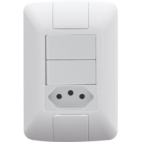 Conjunto 4x2 com 2 Interruptores Paralelos 6 a 250 V e 1 Tomada 2p+t 20 a 250 V Tramontina Aria Bran