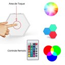 Ver imagem 7 de Luminária Hexagonal Rgb Controle Remoto 6 Unidades LED Colorido Decoraçao Sala Casa Quartos
