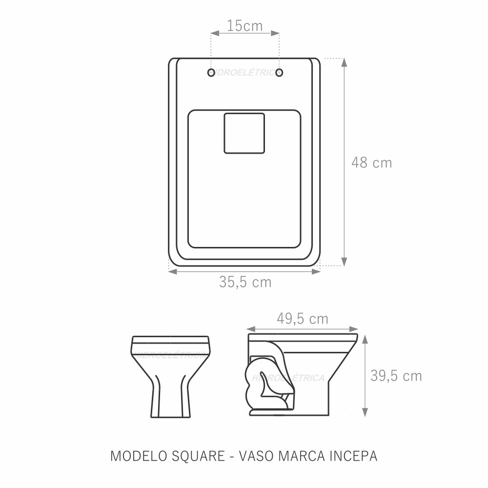 Assento Sanitário Square Branco Tampa para Vaso Incepa de Madeira Laqueada - 2