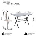 Ver imagem 3 de Conjunto de Mesa Tubular 100x60cm Tampo em Granito Ocre com 4 Cadeiras Lívia Preto/Arabesco