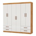 Ver imagem 2 de Guarda-roupa Casal Genova 6 Portas 4 Gavetas Cinamomo/off White - Carioca Móveis