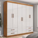 Ver imagem 1 de Guarda-roupa Casal Genova 6 Portas 4 Gavetas Cinamomo/off White - Carioca Móveis