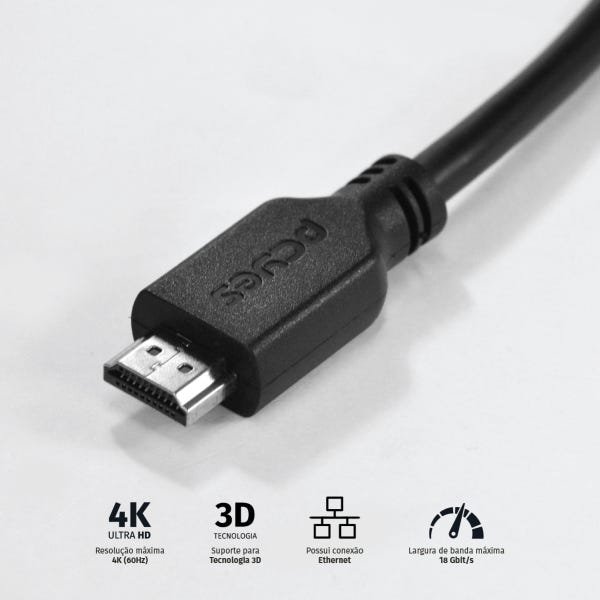 CABO HDMI 2.0 4K 30AWG COBRE PURO 3 METROS - PHM20-3 - 2