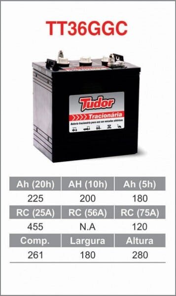 Bateria Tudor Tracionaria TT36GGC 6V 225Ah Veículo Elétrico - 2