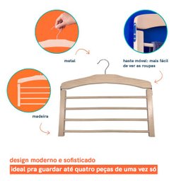 CABIDE DE CALÇA DE MADEIRA PARA 4PCS - OIKOS - 3