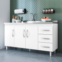 Ver imagem 2 de Balcão Isabel com Pia 160cm 3 Portas 3 Gavetas - Doce Sonho Móveis BI/CP/160/3P3G1