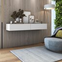 Ver imagem 1 de Aparador Buffet Suspenso Grande 1,10m 2 Gavetas Puxador Cava Moderno Design Moderno Hall Entrada