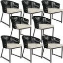 Ver imagem 1 de Kit 08 Cadeiras Decorativas para Área Gourmet Cozinha Corda Náutica Bethari D04 Preto - Lyam Decor