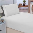 Ver imagem 1 de Jogo de Cama Classic Solteiro Percal 400 Fios Ponto Palito 02 Peças - Branco