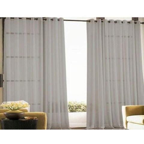 Cortina Voil Cinza sem Forro 3,00 X 2.80 Ilhós Cromado