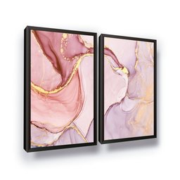 Quadro Decorativo Rosê Marmorizado Grande Moldura Luxo - 2