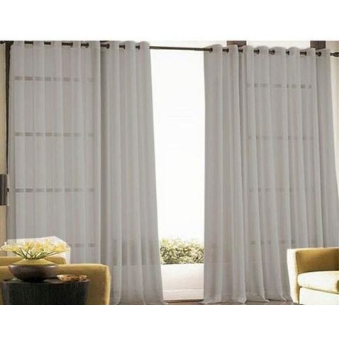 Cortina Voil Cinza Sem Forro 3,00 x 2.40 Ilhós Cromado