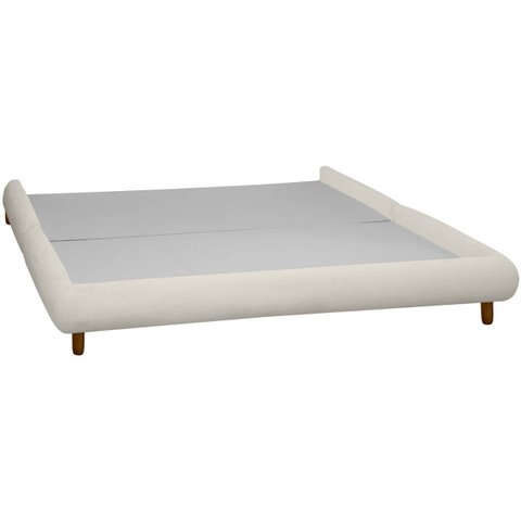 Base Cama Box Queen Size 173cm Orgânica Napoli Bouclê Bege Claro