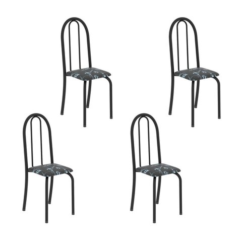 Kit 4 Cadeiras Tubular 96x36x41 cm Iris B Preto