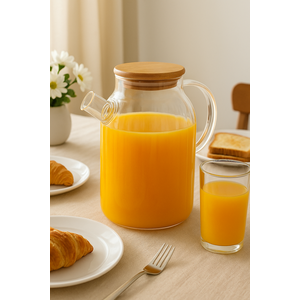 Jarra de Vidro com Tampa de Bambu 1700ml Vitalis - Transparente