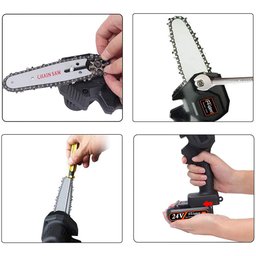 Mini Motoserra Eletrica Portatil De Mao 600W Corta Rapido 24v Galhos Madeira Jardim Bambu Lenha - 4