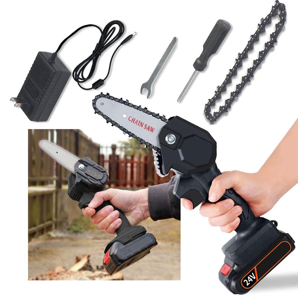 Mini Motoserra Eletrica Portatil De Mao 600W Corta Rapido 24v Galhos Madeira Jardim Bambu Lenha - 1