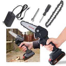 Mini Motoserra Eletrica Portatil De Mao 600W Corta Rapido 24v Galhos Madeira Jardim Bambu Lenha - 1