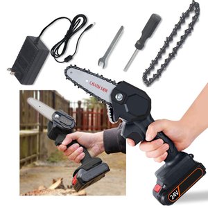 Mini Motoserra Eletrica Portatil De Mao 600W Corta Rapido 24v Galhos Madeira Jardim Bambu Lenha