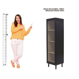 Cristaleira Estante Para Livros Ditália 1 Porta Vidro E-963 Cor:Preto - 8