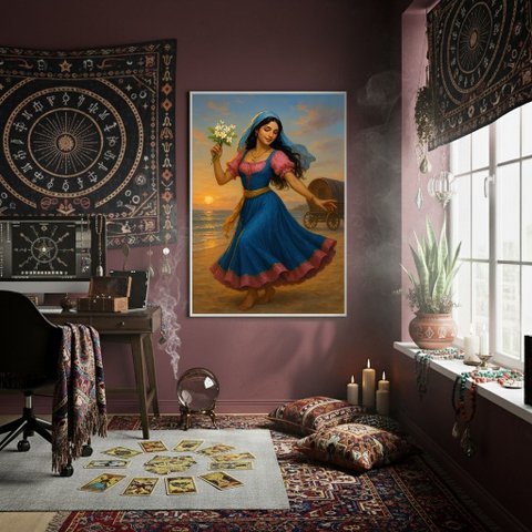 Quadro Decorativo Cigana Yasmin 70x50cm Mold Preta