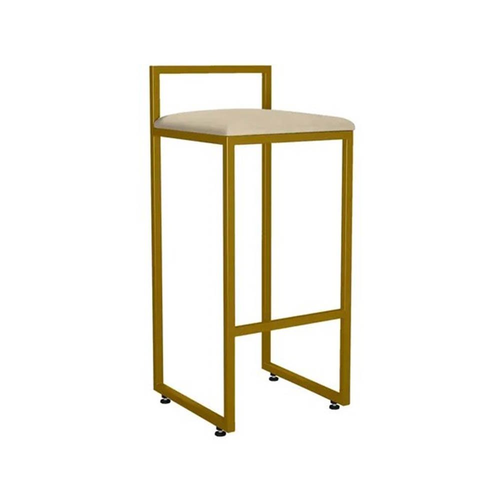 Banqueta Alta Industrial 0,83 cm Metal Dourada Suede Bege - Vallisa ...