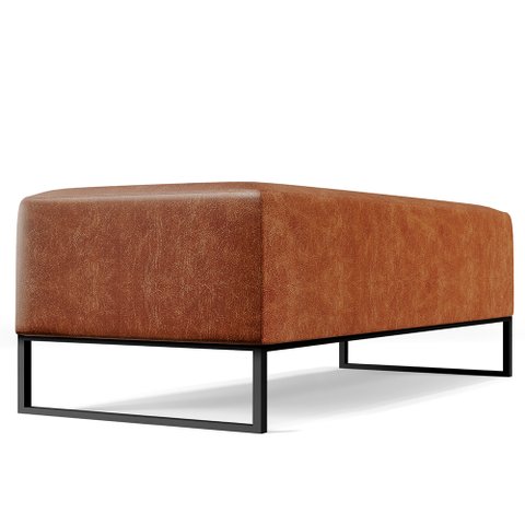 Puff Decorativo Sala de Estar Bali W01 Base Ferro 120x50 cm Couríssimo Camel - Lyam Decor