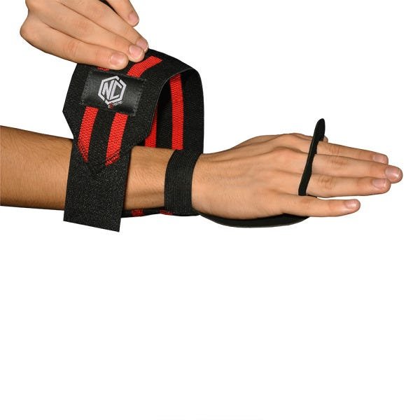 Luva Grip Três Furos com Munhequeira - Preto com Branco - (Par) M - 2