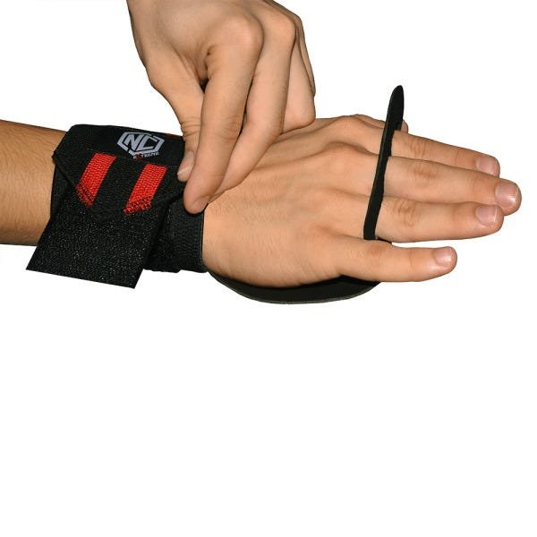 Luva Grip Três Furos com Munhequeira - Preto com Branco - (Par) M - 3