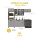 Ver imagem 5 de Armário de Cozinha Modulada Compacta Fidelitá Nara 100% MDF 4 Peças 270cm 12 Portas 2 Gavetas sem