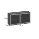 Ver imagem 3 de Armário Aéreo de Cozinha 120 cm Rubi 2 Portas com Vidro Grafite - Pnr Móveis