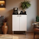 Ver imagem 1 de Gabinete Cozinha Organizador Despensa 2 Portas Nicho Interno com Puxador Carol - Branco