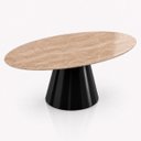 Ver imagem 2 de Mesa de Jantar Cone Oval 180x100 cm Tampo Mármore Travertino Base Laca Preta