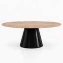 Ver imagem 1 de Mesa de Jantar Cone Oval 180x100 cm Tampo Mármore Travertino Base Laca Preta