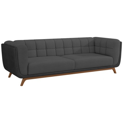 Sofá 2 Lugares 180cm Coin Courino Preto | Veludo Cinza - Sallar Home