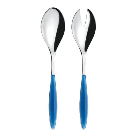 Talheres de Servir Salada em Inox Cirúrgico Austenítico e Cabo em Acrilico 25 Cm - Med Blue -'feelin