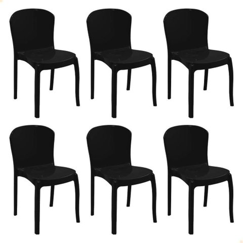 Kit 6 Cadeiras Tramontina Anna em Polipropileno Preto 92028-009